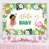 Lofaris Aloha Flamingo Girls Baby Shower Backdrop Summer Party